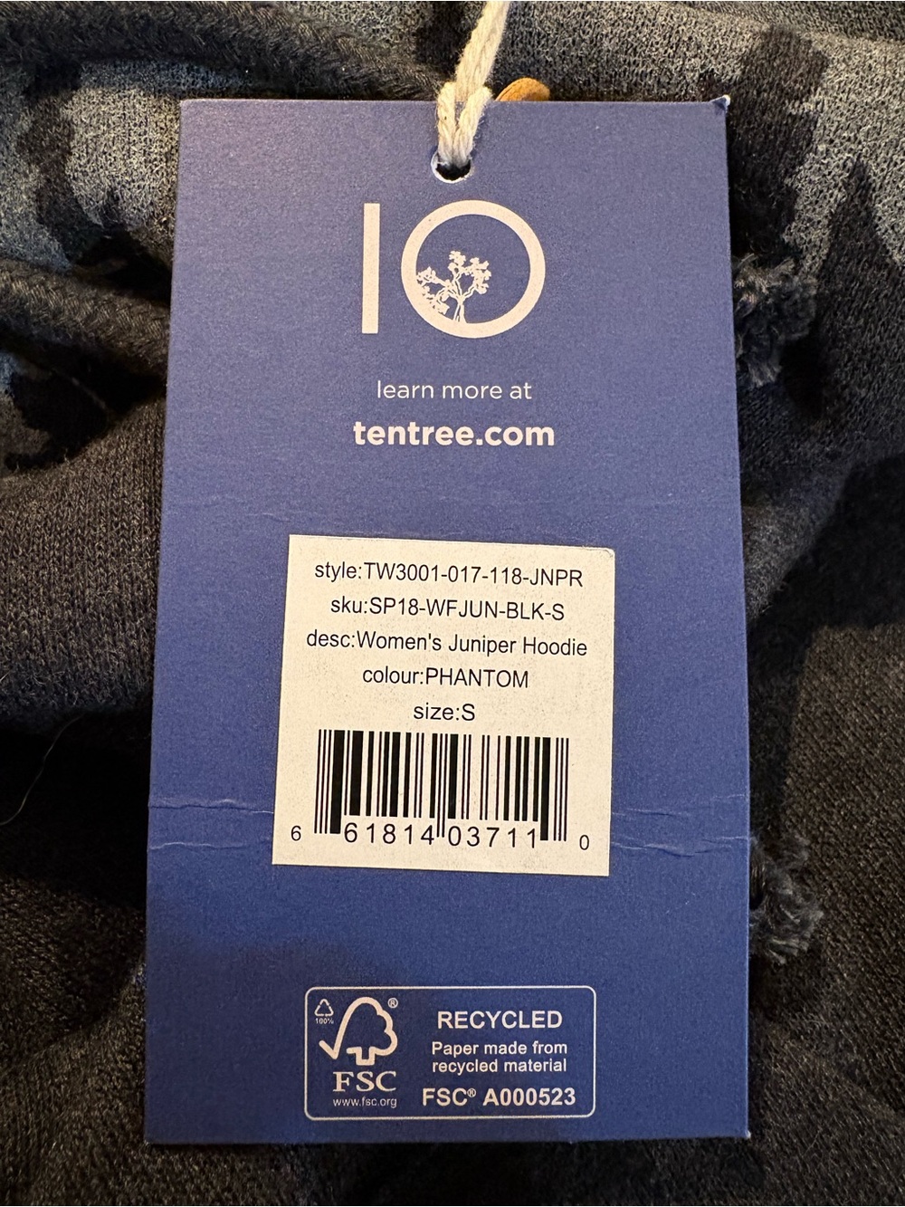 🌲 NWT Tentree Juniper Hoodie Small Phantom Forest Graphic Sustainable - Picture 9 of 9